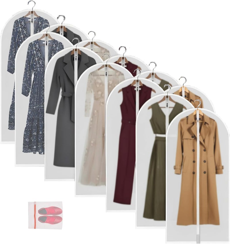 MS KITCHEN Clear Garment Bags Clothes Covers Protecting Dusts (set Of 12) For Storage Plastic Garment Bags Hanging Clothes Bags with Zipper Gown Garment Bag for Long Dresses - 24'' X 60''/12 Pack - Image 1